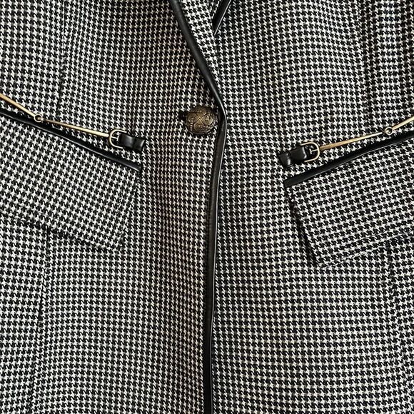$199 Sam Edelman Margot Embellished Faux Leather Trim One Button Blazer S - Picture 3 of 9
